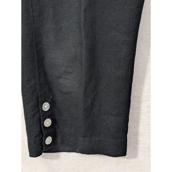 Stonebridge Linen Blend Cropped Pants Women P Petite Black Business Casual Beach - Picture 4 of 8